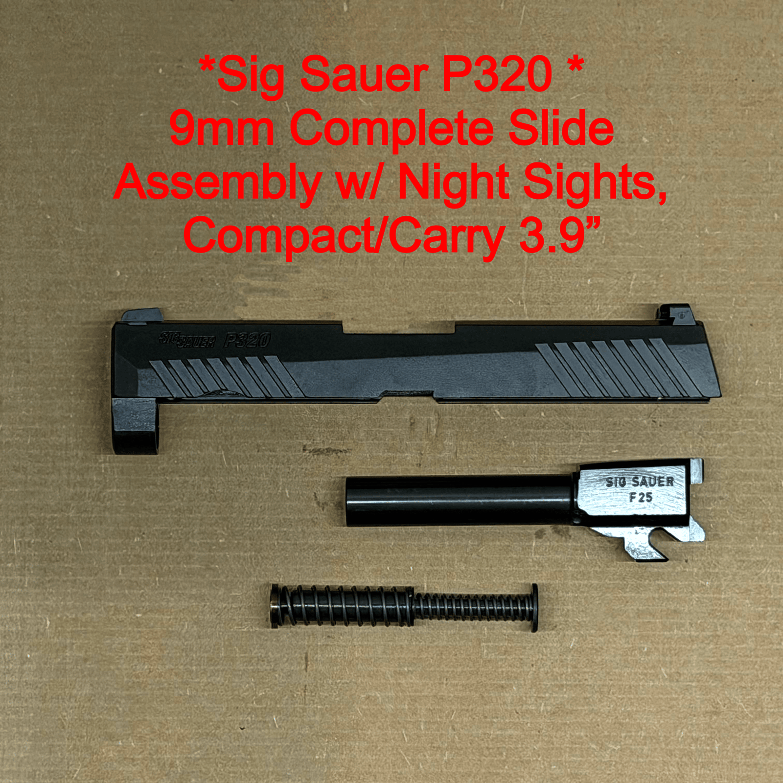 Sig Sauer P320 9mm Complete Slide Assembly w/ Night Sights, Compact/Carry 3.9"