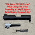 Sig Sauer P320 X-Series 9mm slide assembly with night sights, optic ready, and compact design.