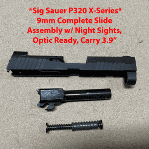 Sig Sauer P320 X Series 9mm slide assembly with night sights, optic ready for carry use.