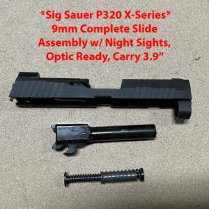 Sig Sauer P320 X Series 9mm slide assembly with night sights, optic ready for carry use.