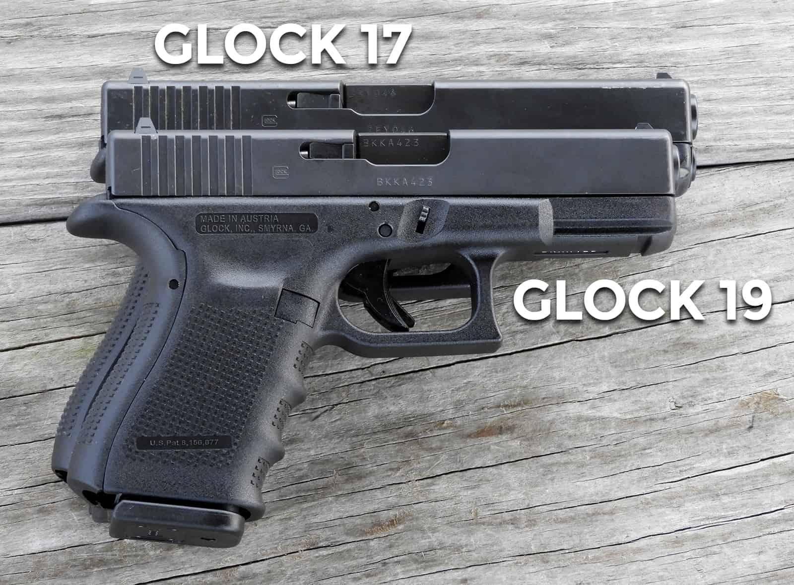 Glock 17 vs Glock 19 slide comparison