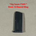 Sig Sauer OEM P365 10-round magazine, TCM stock, reliable for 9mm ammunition.