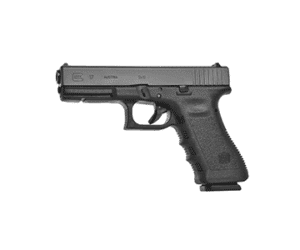 Glock 17 semi-automatic pistol featuring a robust design and ergonomic grip for reliable performance.