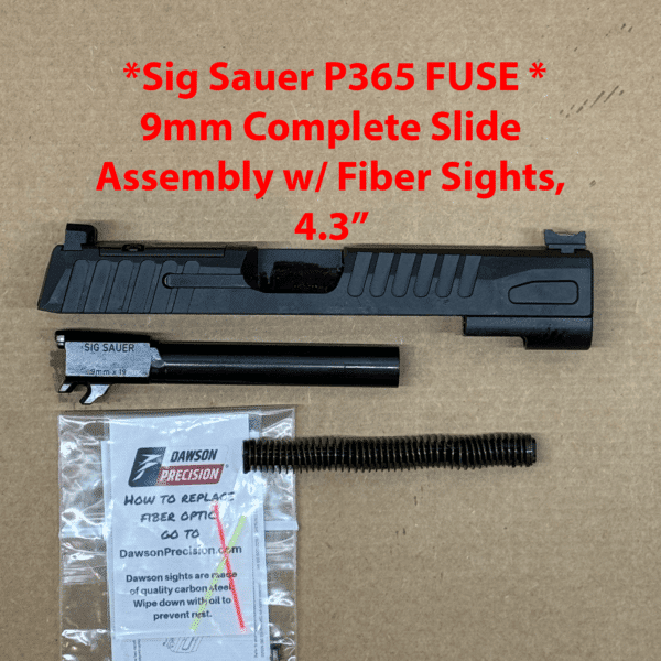 Sig Sauer P365 Fuse 9mm Complete Slide Assembly, 4.3" , Optic Cut, Fiber Sights - 365XF-9-BFO