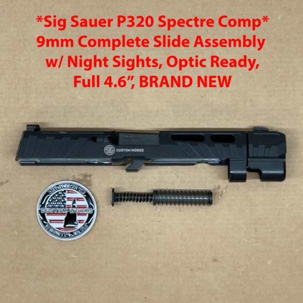 OEM Sig Sauer P320 Compact 9mm Complete Slide Assembly – 3.9", Optic Cut, Night Sights
