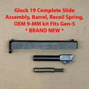 Glock 19 Gen 5 OEM Complete Slide Assembly – Barrel & Recoil Spring – 9mm Kit NEW