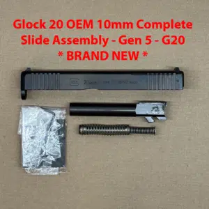 Glock 20 Gen 5 MOS OEM 10mm Complete Slide Assembly – Includes Recoil Spring and Barrel – NEW