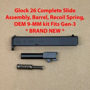 Glock 26 Gen 3 OEM 9mm Complete Slide, Barrel & Recoil Spring – BRAND NEW