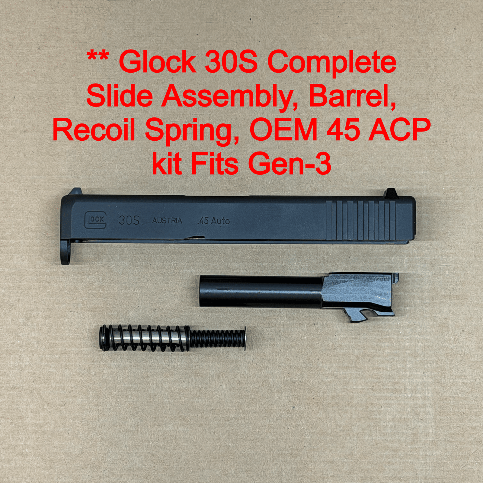 Glock 29 Gen 4 OEM 10mm Complete Slide, Barrel & Recoil Spring – BRAND NEW (Copy)