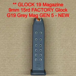 Glock 19 Gen 5 OEM 15 Round Magazine – Grey Finish – 9mm Factory NEW – Glock Mag 33812