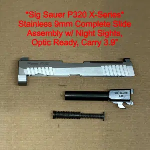 SIG SAUER P320 OEM Complete Slide Assembly – 3.9" 9mm Carry – Optic Cut – Night Sights – Silver – NEW