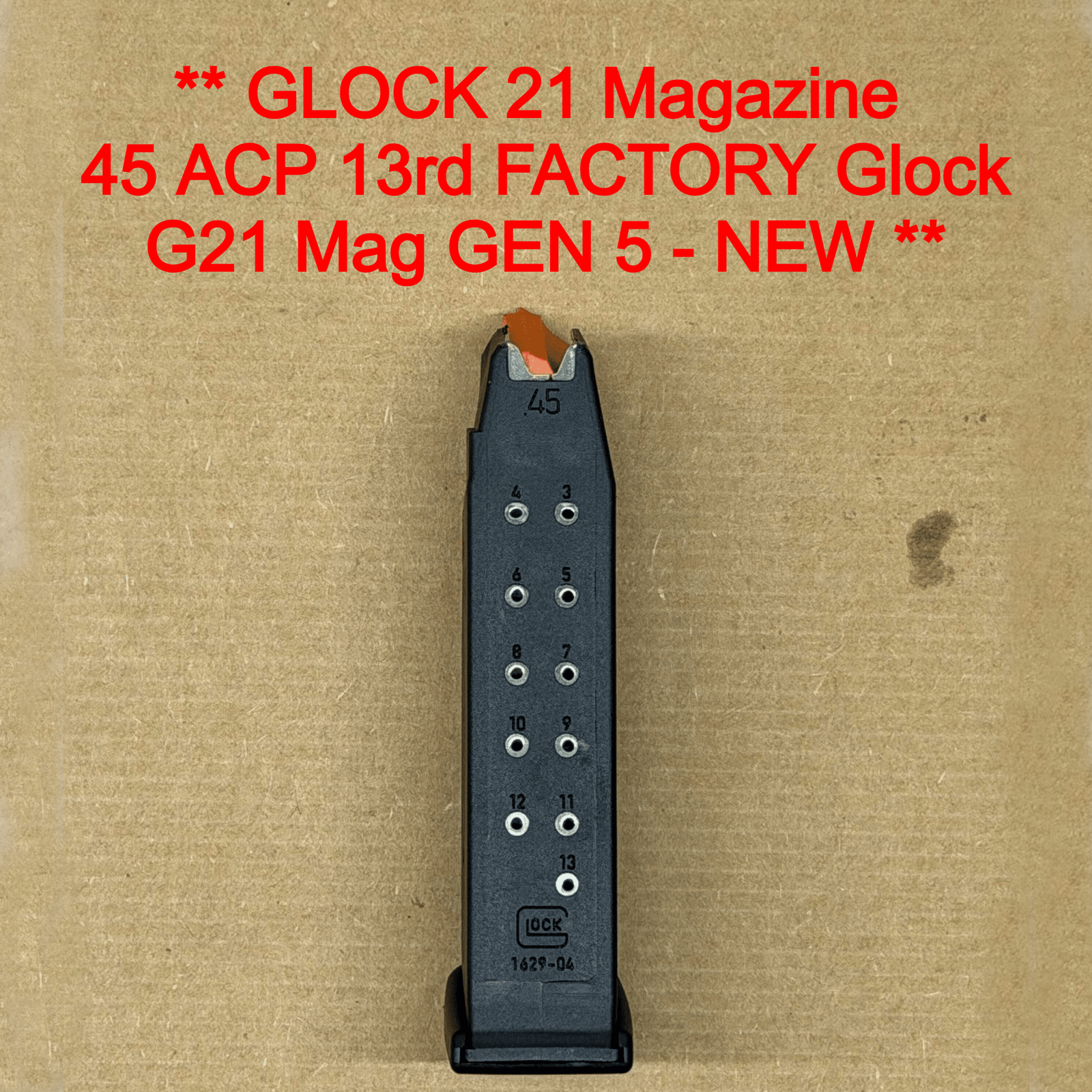 Glock 41 / 21 / 21SF Gen 5 OEM Magazine – 13 Round .45 ACP – Factory Original – NEW 74198