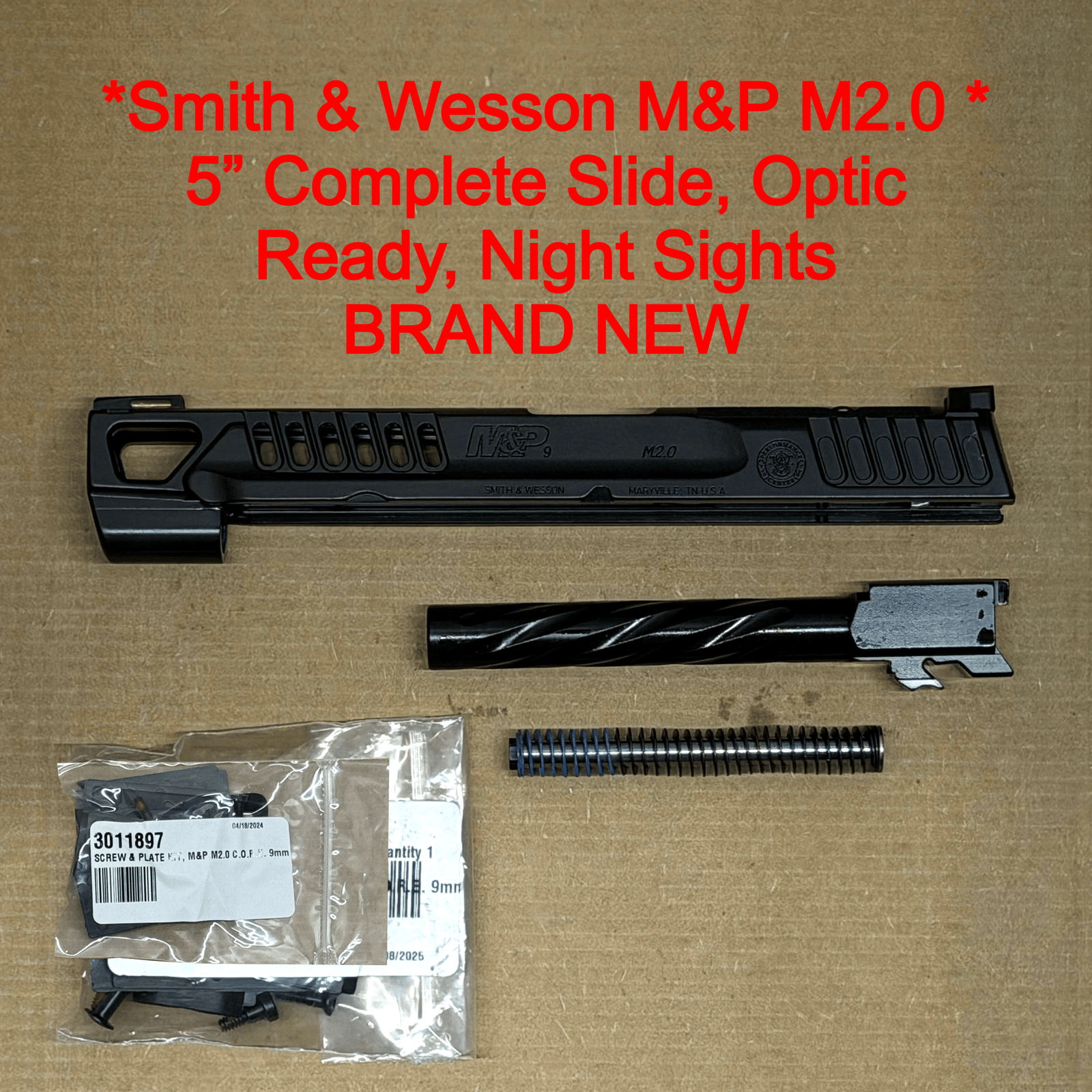 Smith & Wesson M&P9 M2.0 Competitor OEM 5" Slide – Optic Ready – Fiber Optic – Black – NEW
