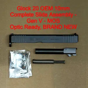 Glock 20 Gen V MOS OEM Complete Slide Upper Assembly – 10mm – Factory Black – NEW