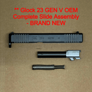 Glock 23 Gen V OEM Complete Slide Upper Assembly – .40 S&W – Factory Black – NEW