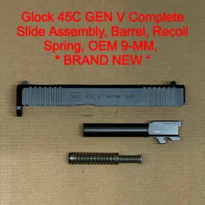 Glock 45C V Gen V OEM Complete Ported Slide Upper Assembly – 9mm – Factory Black – NEW