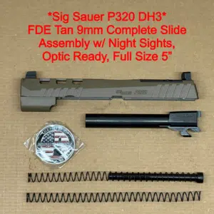 SIG SAUER P320 DH3 Full-Size 9mm OEM Complete Slide Assembly 5 Inch FDE Tan – New