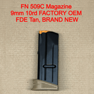 FN 509 Compact 9mm 10 Round Magazine OEM Factory FDE Tan Pinky Extension Steel Replacement - 20-100378