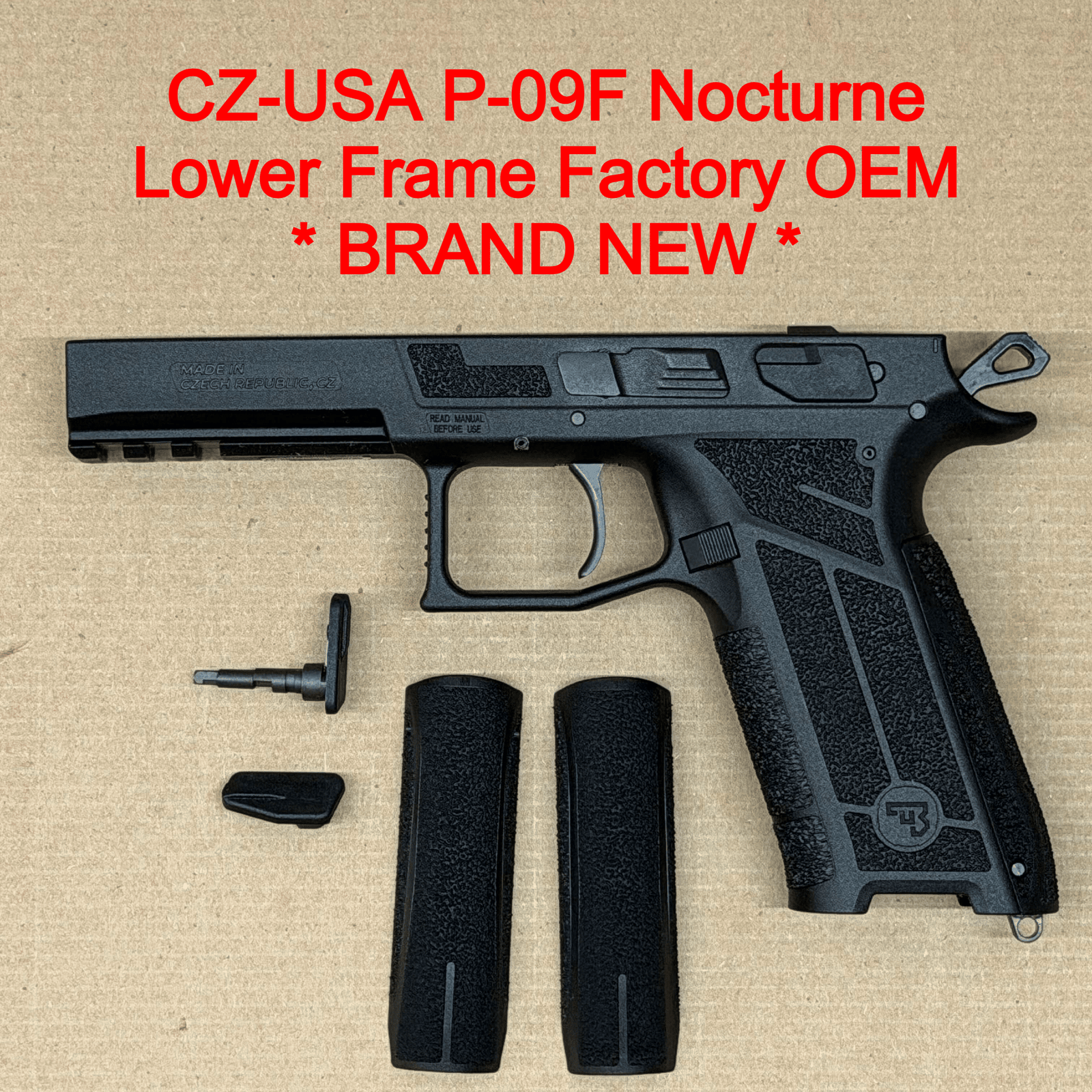 NEW - FACTORY CZ-USA P-09 Nocturne 9mm Lower Frame Assembly Manual Safety Full Size Black