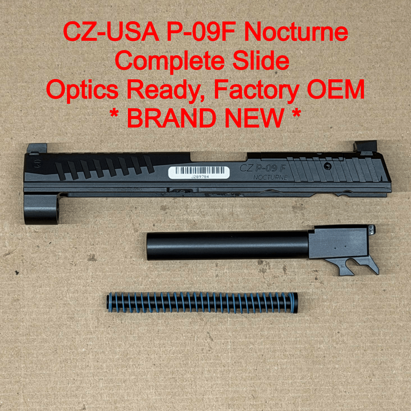 NEW - FACTORY CZ P-09 Nocturne 9mm Optics Ready RMS K Slide Assembly