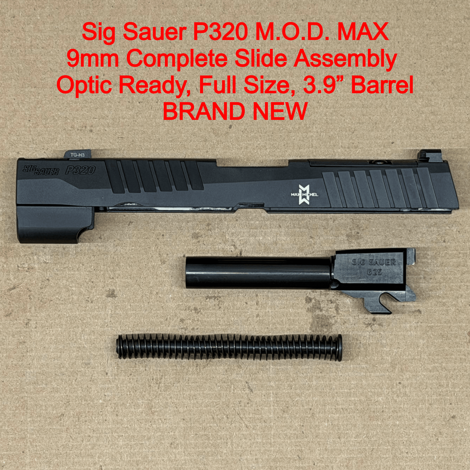 NEW - FACTORY Sig Sauer P320 MAX 9mm 3.9” Comp Optics Ready XRAY3 Slide Assembly