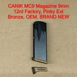 Canik Micro Compact 9mm 12 Round Magazine Bronze OEM Factory Flush Base Finger Rest Brand New - MA2277