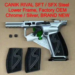 Canik SFx Rival-S Lower Frame Assembly – OEM Steel Chrome Silver Frame – BRAND NEW
