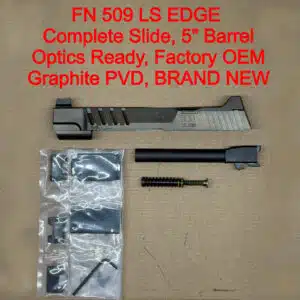 FN 509 LS Edge OEM Complete Slide Assembly – Optic Ready Graphite PVD – BRAND NEW