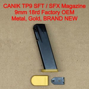 Canik TP9 METE SFX 9mm 18 Round Magazine Gold Metal Baseplate OEM Factory Brand New - MA2240