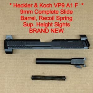 HK VP9A1 F Complete Slide Assembly – OEM Black Suppressor Sights – BRAND NEW