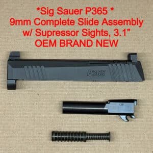 Sig Sauer P365 OEM Complete Slide Assembly 9mm Optic Cut Suppressor Height Night Sights – BRAND NEW