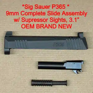 Sig Sauer P365 OEM Complete Slide Assembly 9mm Optic Cut Suppressor Height Night Sights – BRAND NEW