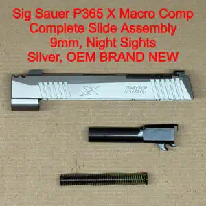 Sig Sauer P365 XMacro Comp OEM Complete Slide Assembly 9mm Silver Optic Cut – BRAND NEW