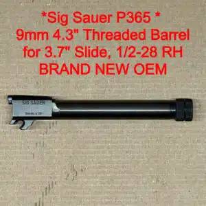 SIG Sauer P365 OEM Threaded Barrel 4.3" 9mm 1/2x28 Black Nitron – 8902058 – NEW