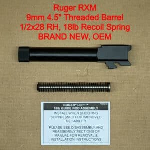 Ruger RXM 9mm 4.5" Threaded Barrel Kit OEM Factory 1/2x28 Thread Protector - 90786