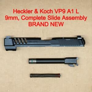 HK VP9A1 L 9mm 5″ Complete Slide Assembly OEM Black Cover Plate NEW