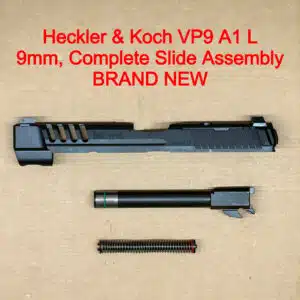 HK VP9A1 L 9mm 5″ Complete Slide Assembly OEM Black Cover Plate NEW