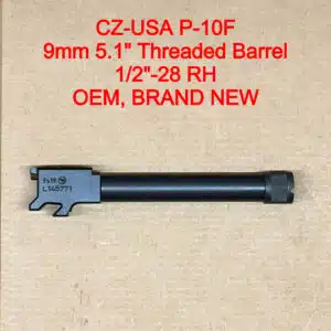 CZ P-10 F OR SR 9mm 5.1″ Threaded Barrel 1/2x28 Black OEM